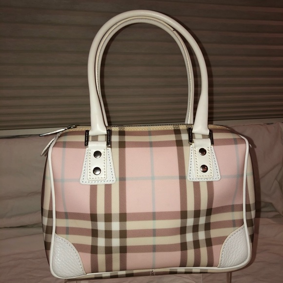 Burberry leather pink plaid purse - Picture 1 of 8